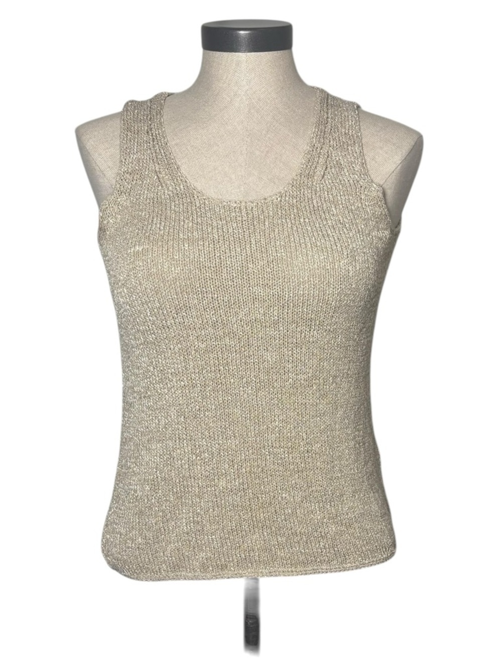 Sigrid Olsen Knit Tank Beige Boho Lightweight Sleeveless Top S Linen